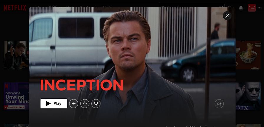 Inception on Netflix
