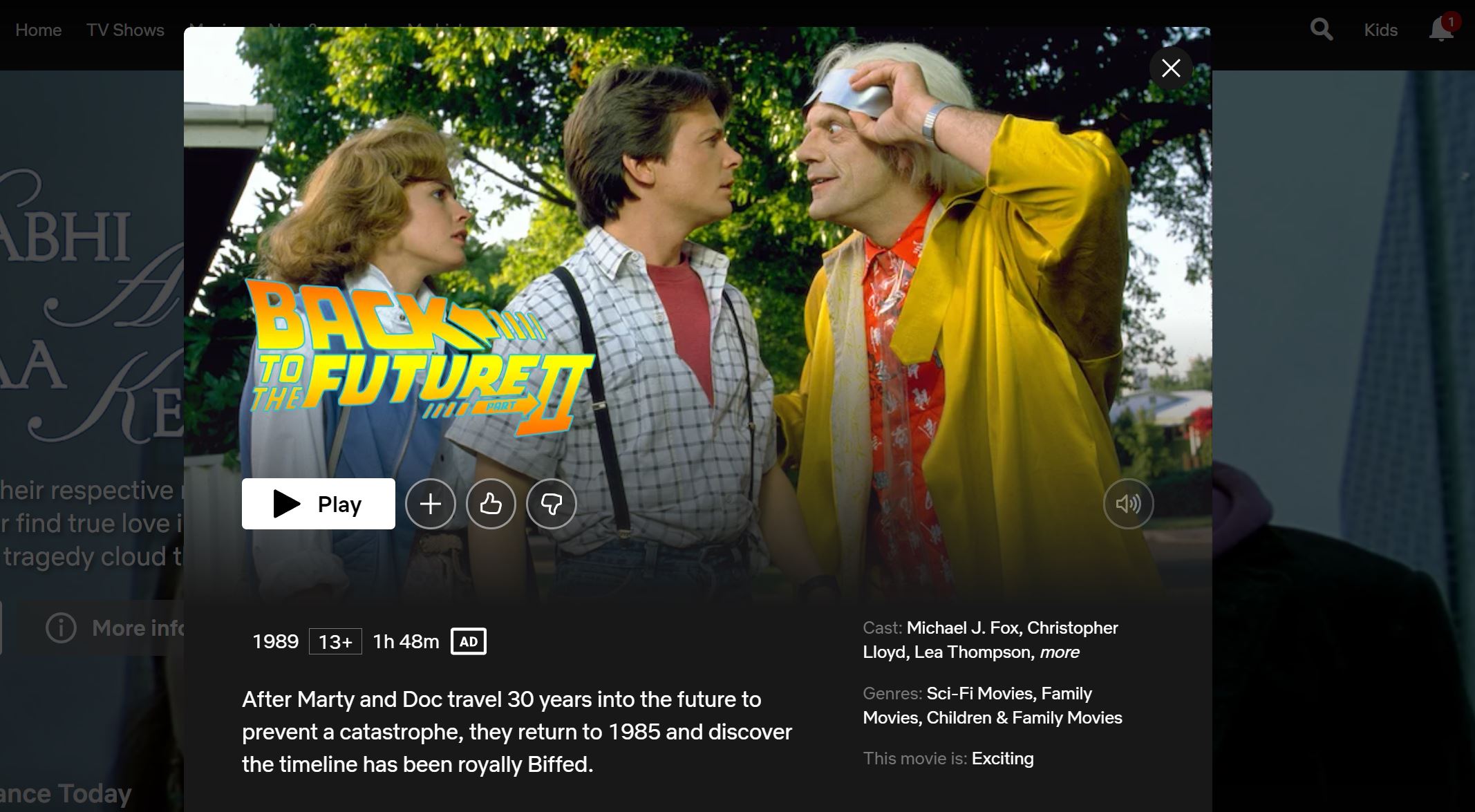 Back to the future 2 Netflix
