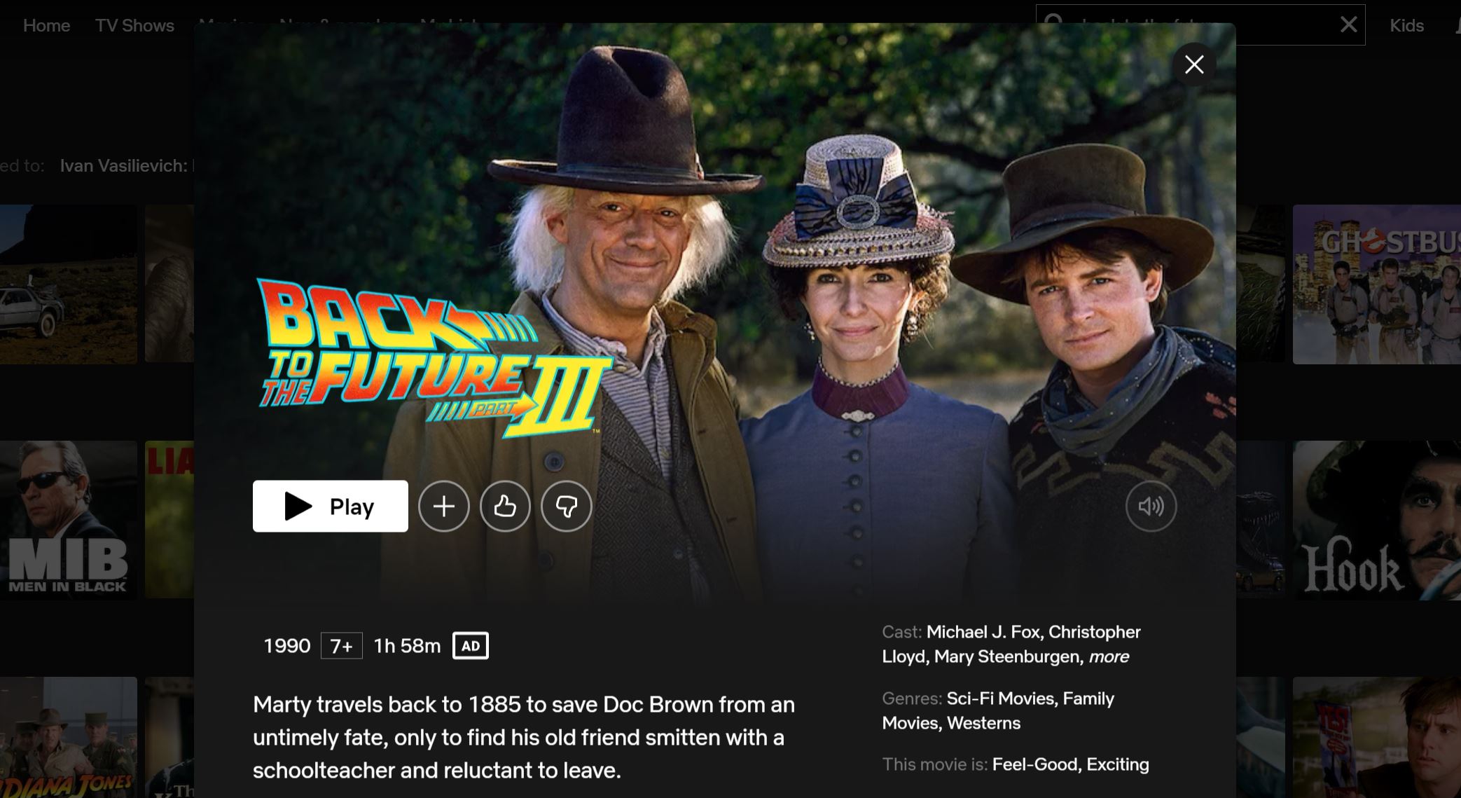 Back to the future 3 Netflix