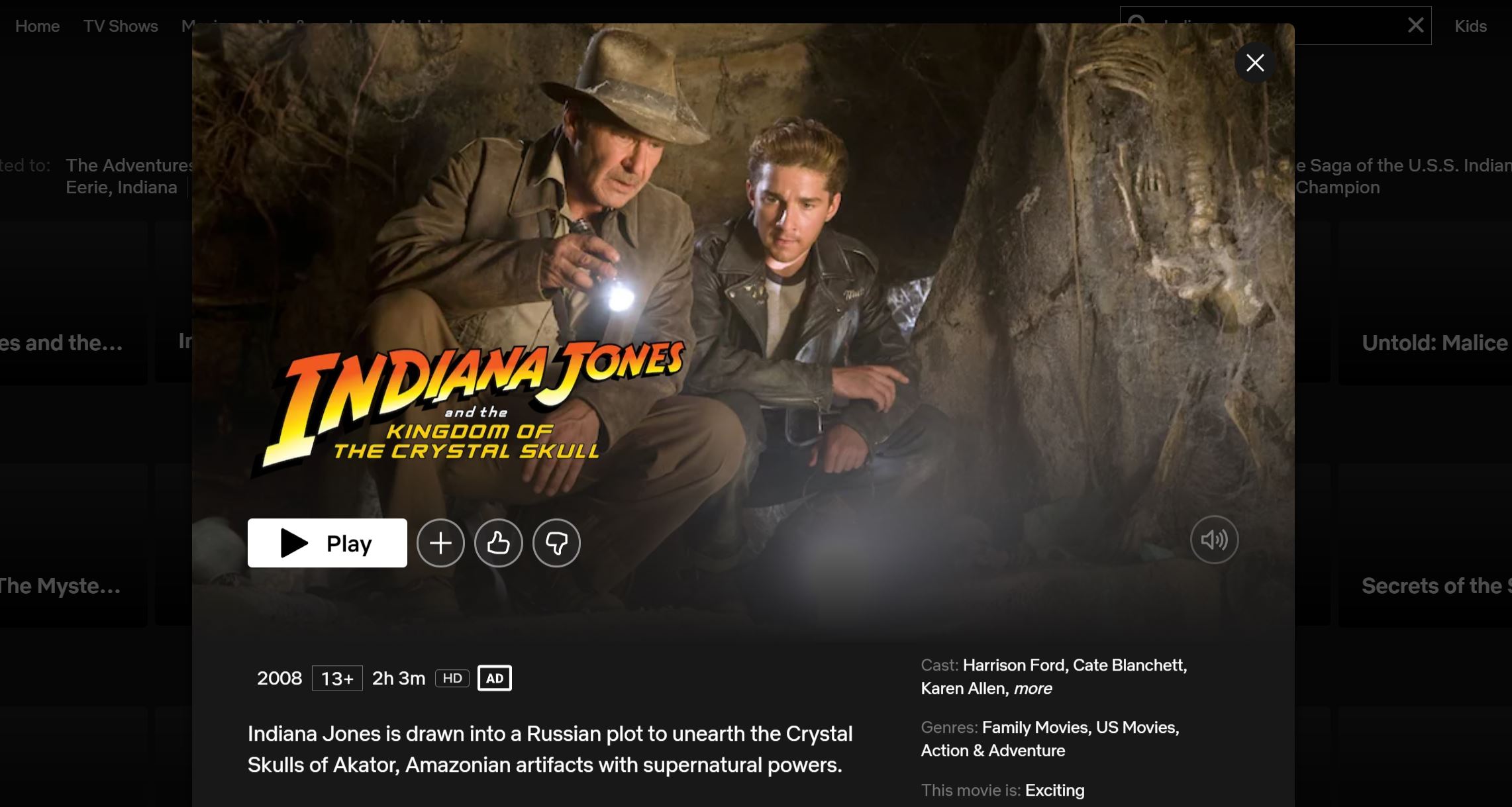 Indiana Jones 4 netflix