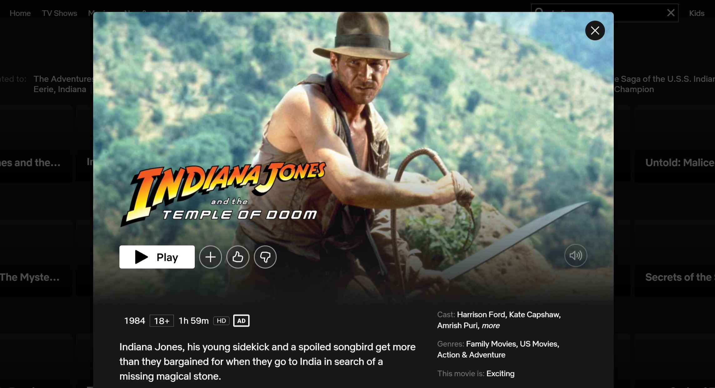 Indiana Jones 2 Netflix