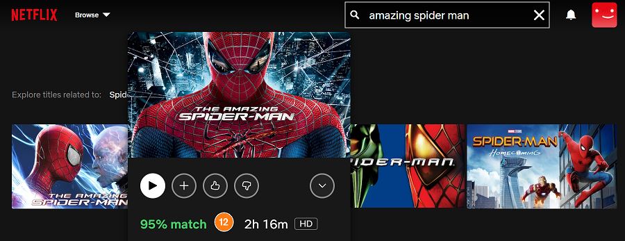 amazing spiderman 1 Netflix
