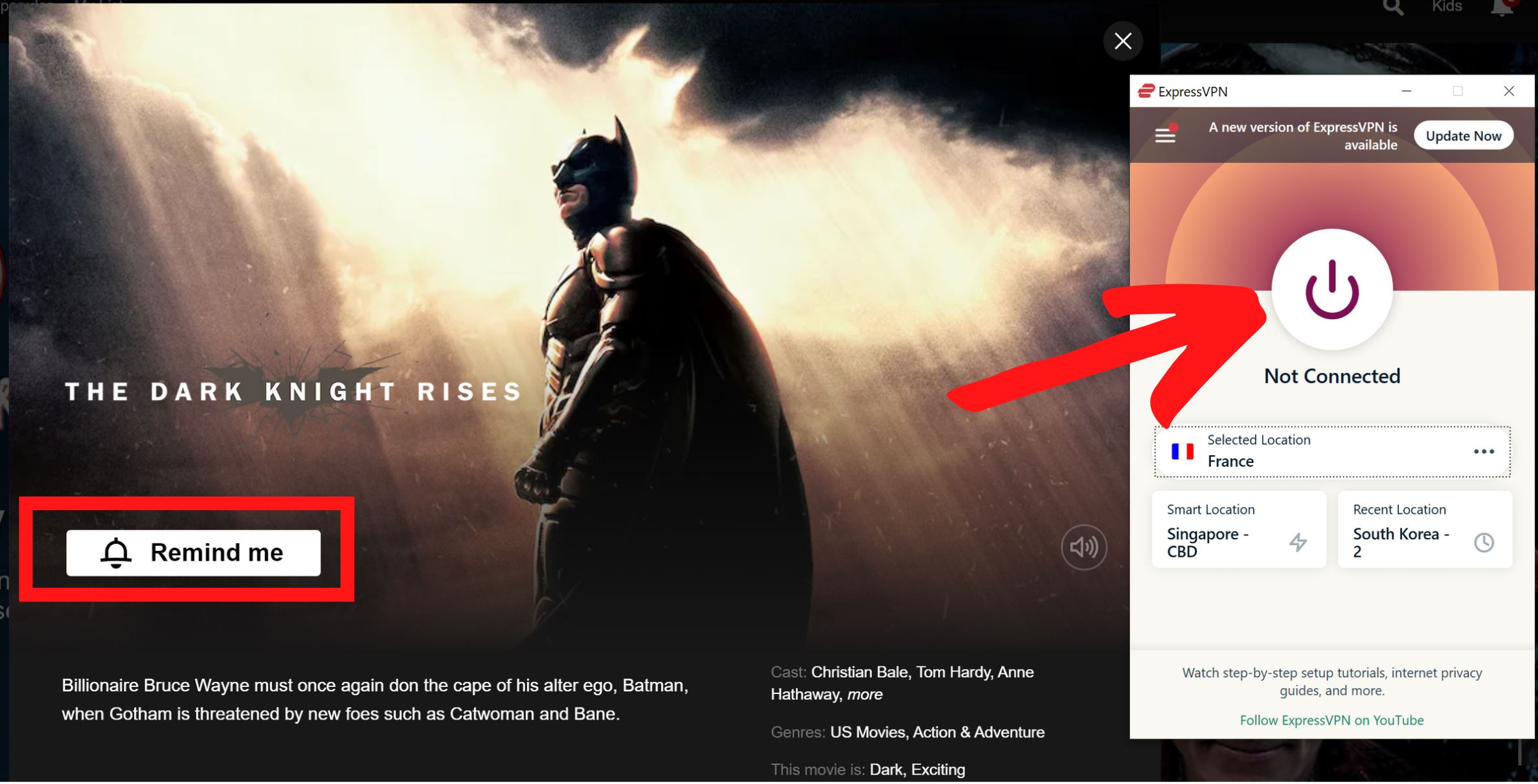 watch The Dark Knight Rises on Netflix