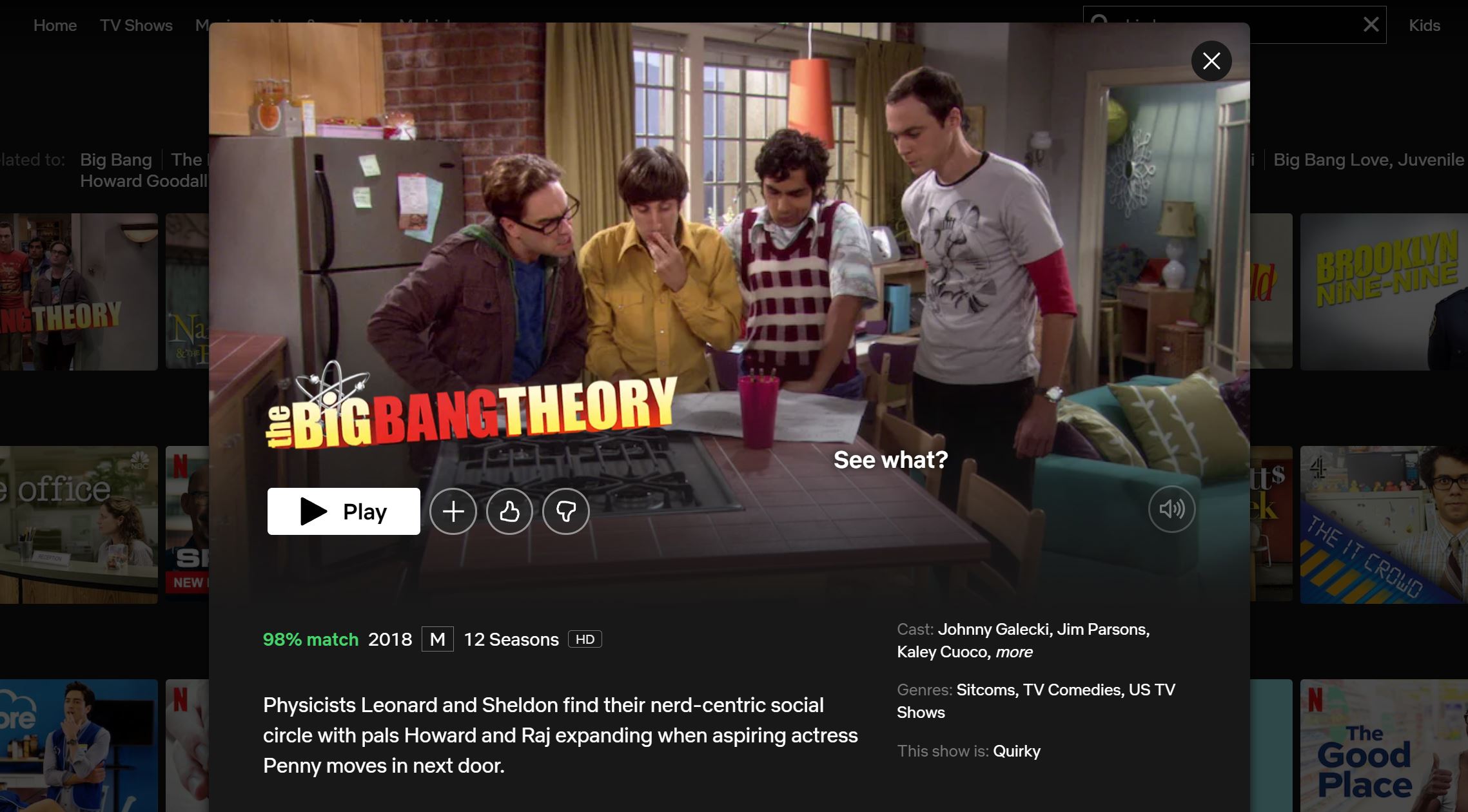 Watch The big bang theory on Netflix