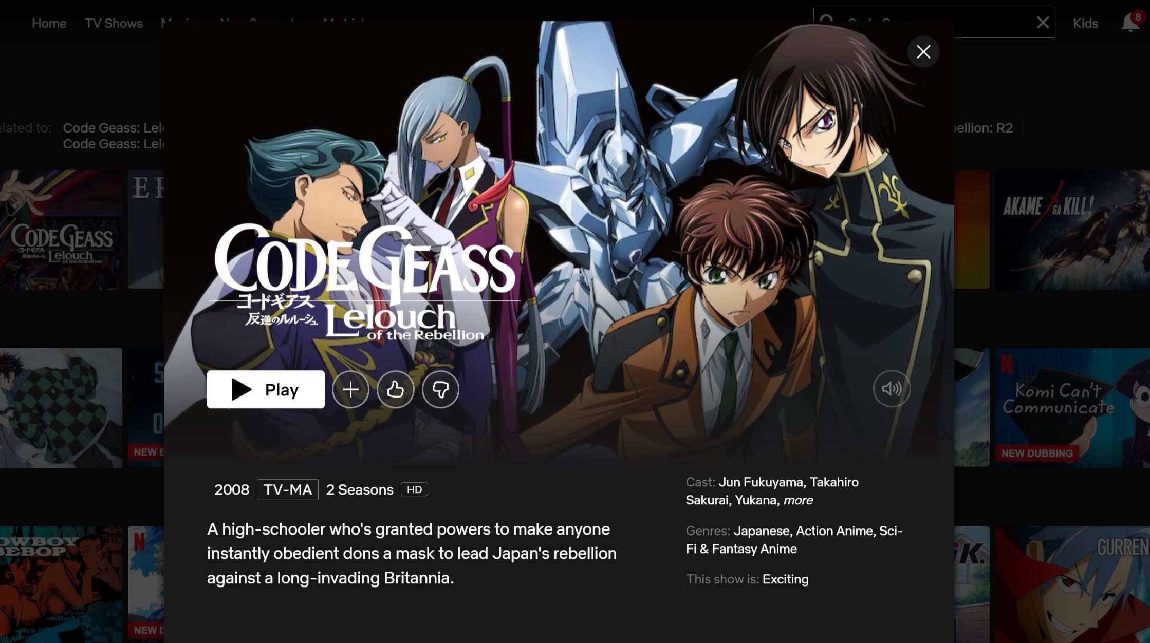 Where To Watch Code Geass In The UK? [on Netflix UK]