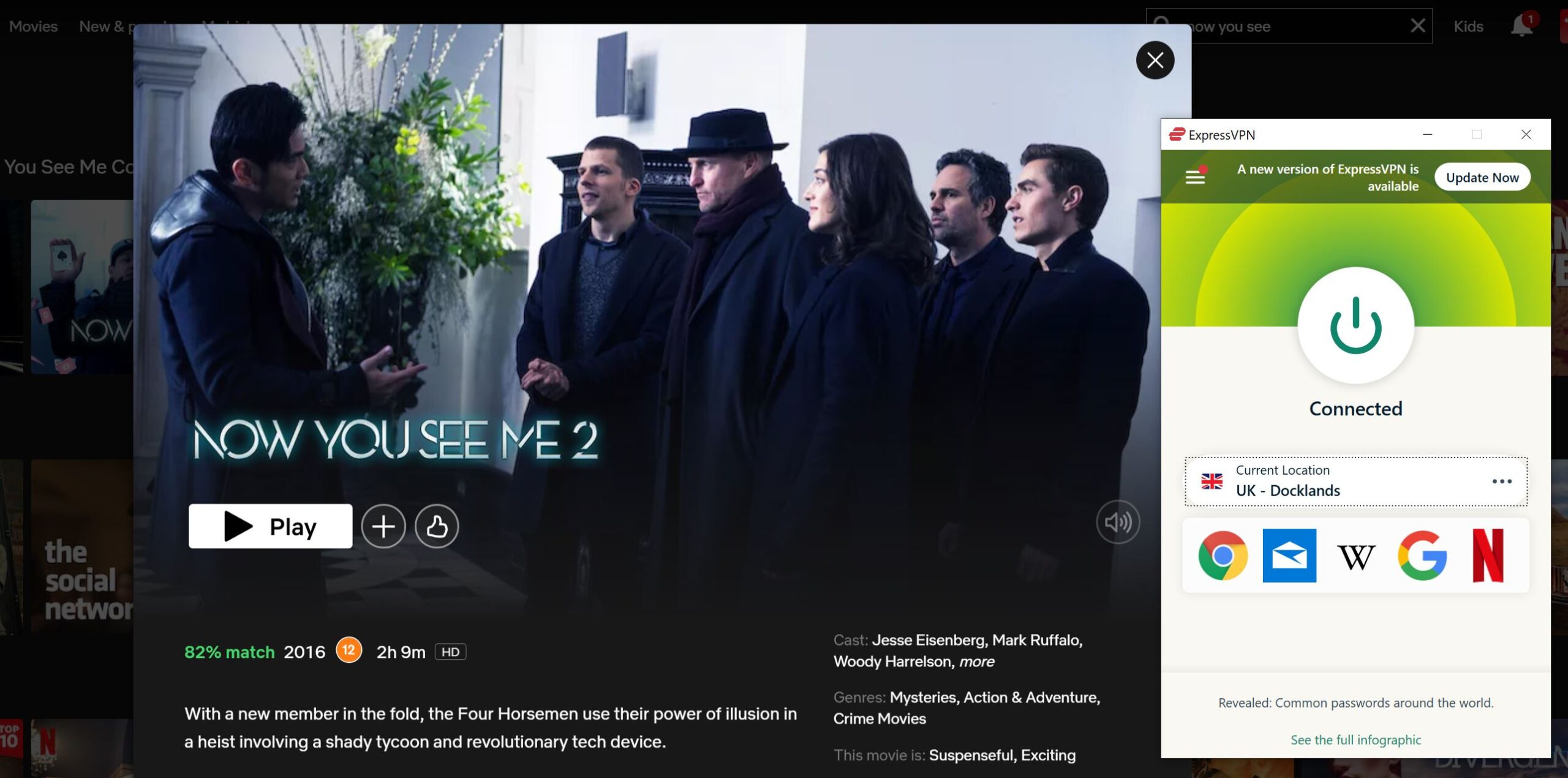 Watch Now You See Me 2 on Netflix