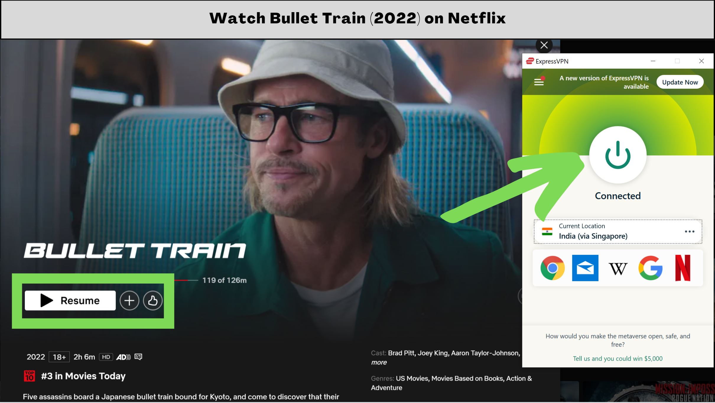 watch Brad Pitt's bullet train netflix