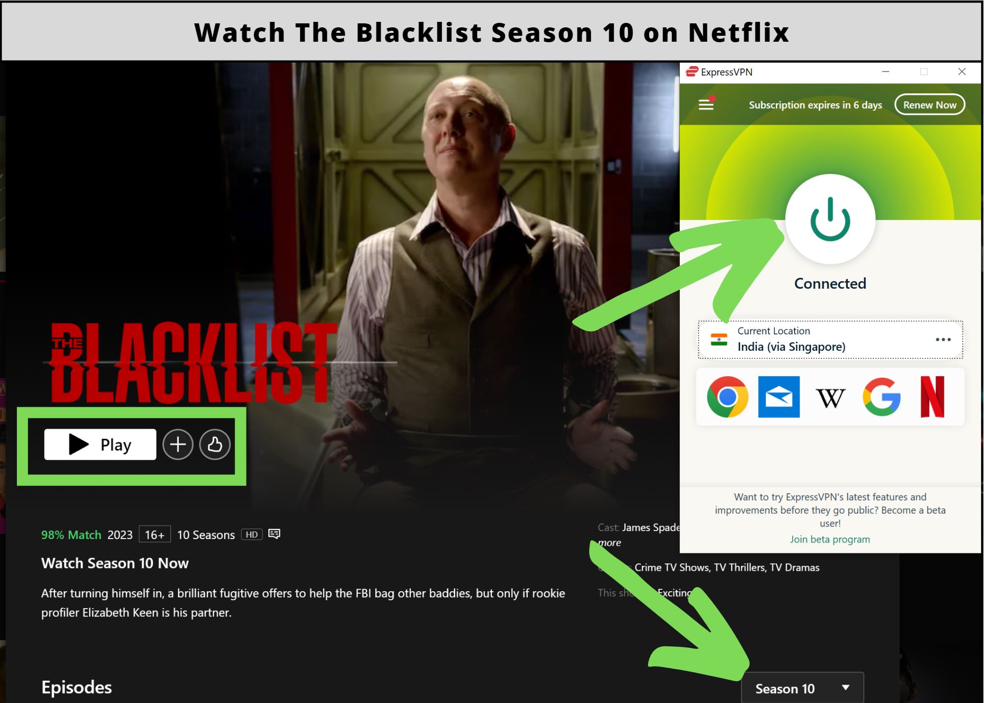 The Blacklist Season 10 on Netflix?
