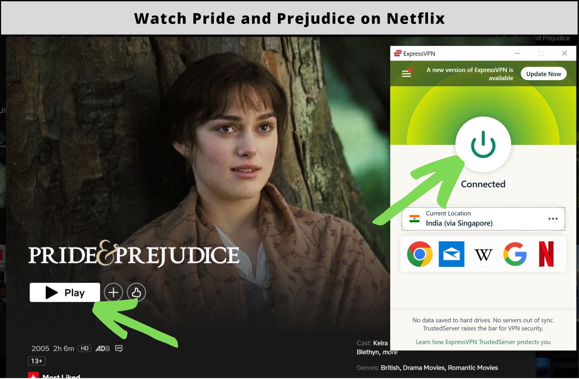 How to watch Pride and Prejudice (2005) on Netflix