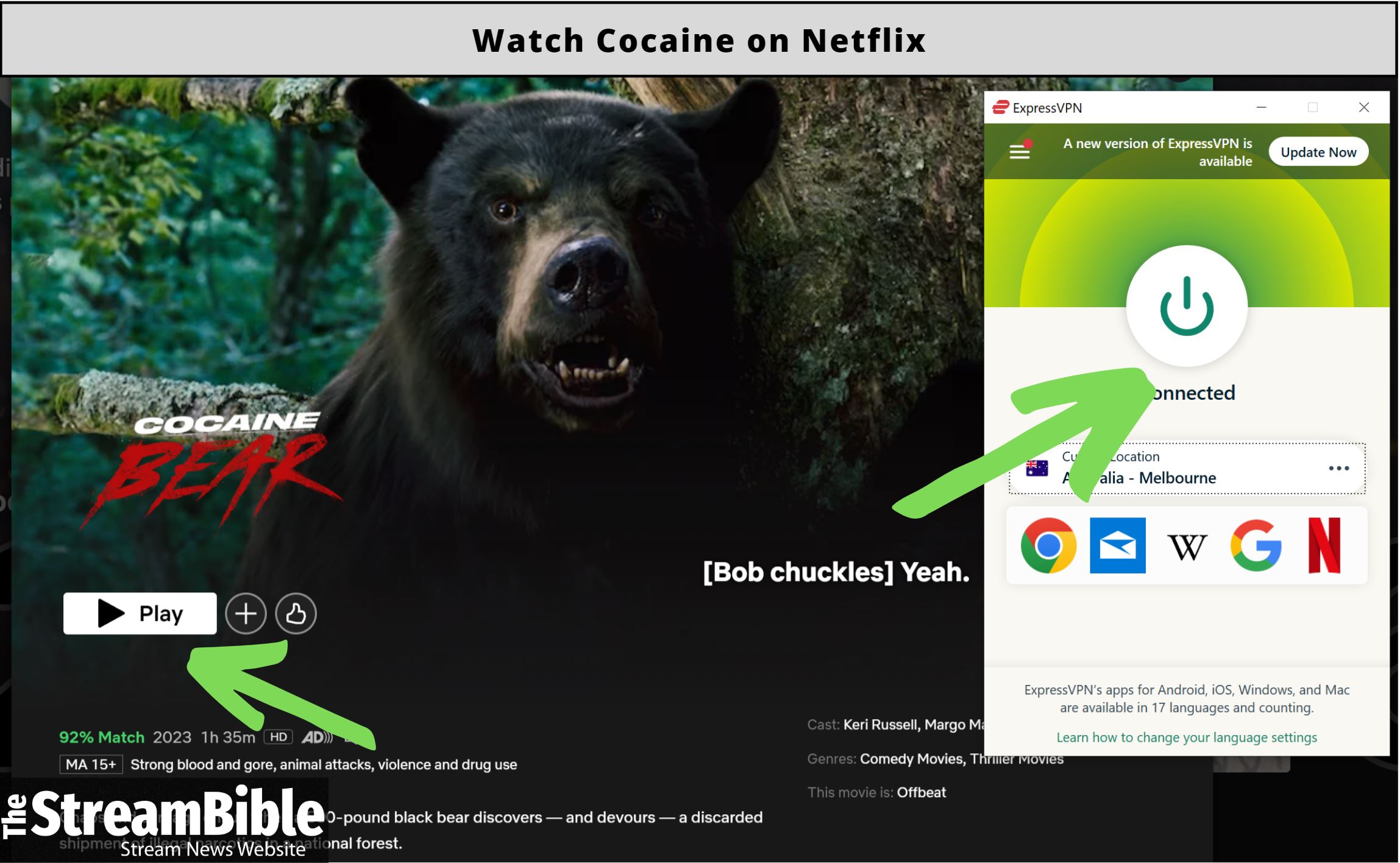 watch Cocaine Bear on Netflix in 2023?