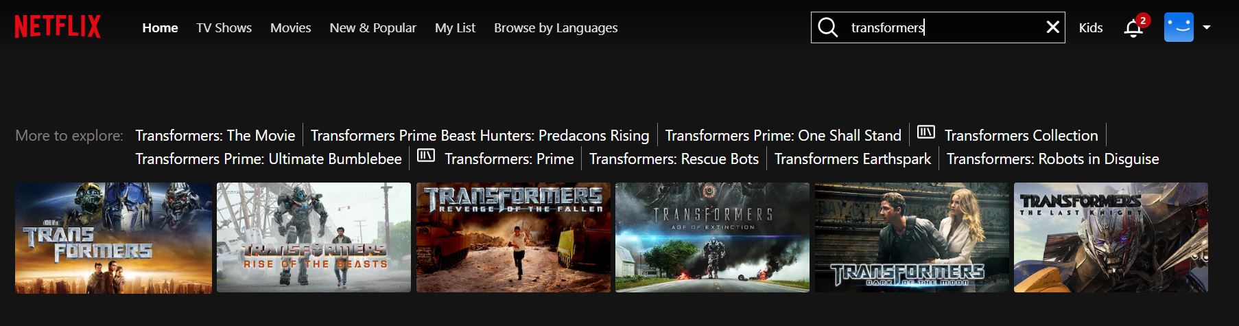 Are all Transformer movies on Netflix